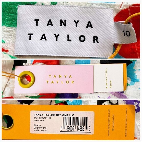 Tanya Taylor Jeana Midi Skirt, Multi Color Printed Soft Pleats, Size 10, NWT - Picture 4 of 10